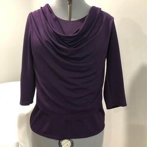 Blouse Medium Ashley Blue 3/4 Sleeve Cow Neck C7278